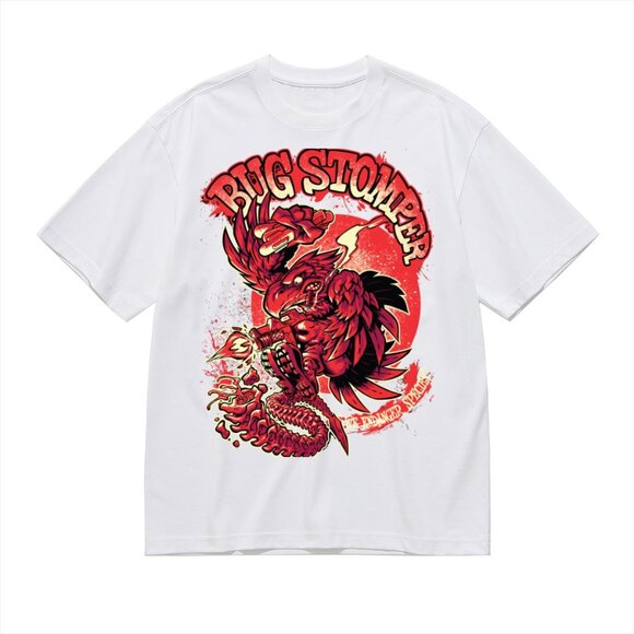 Red Raptor Graphic Tee - Bug Stomper Design - Picture 3 of 5